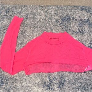 Hot pink mesh crop top